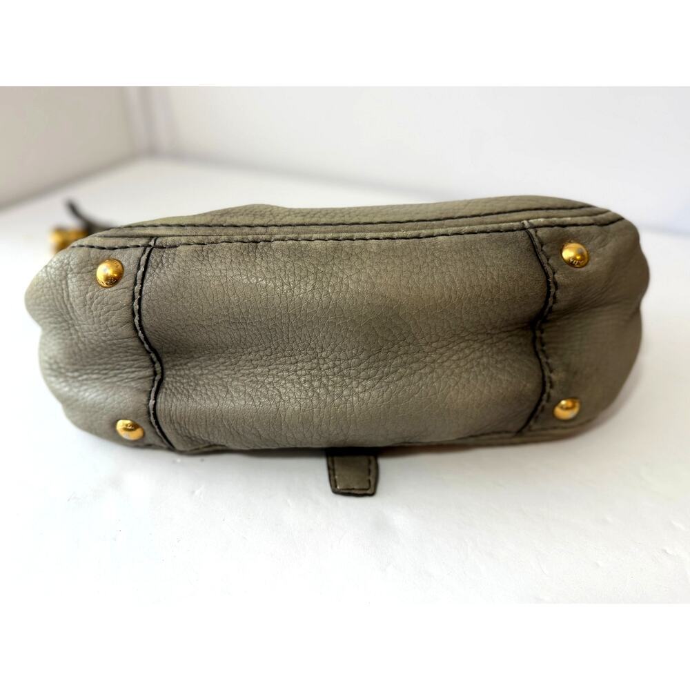 Vintage PRADA Handbag Womens Gray Deerskin Leather Cervo Flap Gold Accent COA - Picture 9 of 16